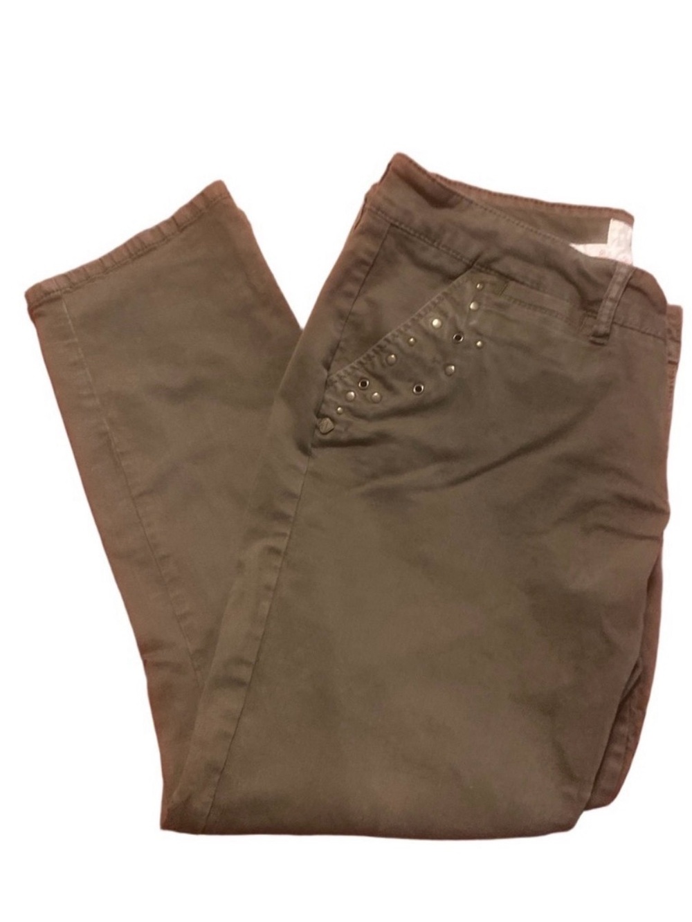 Torrid Army Green Embellished Brass Studded Slim Straight Jeans Pants Size 12